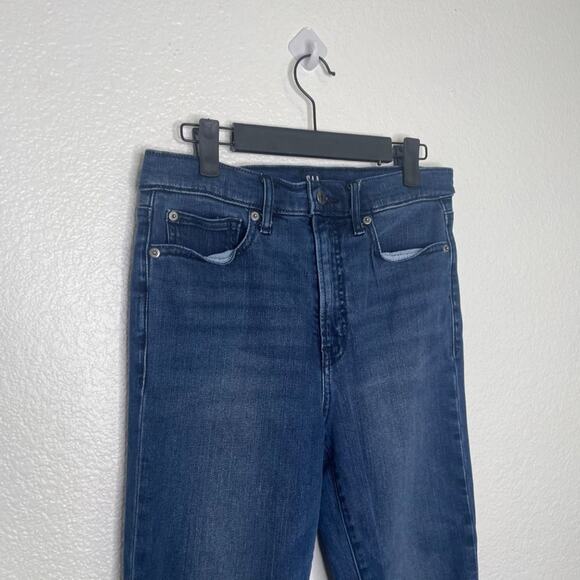 GAP Womens Jeans Size 28 Dark Wash High Rise Stretch Denim Blue Skinny Leg - Picture 8 of 11